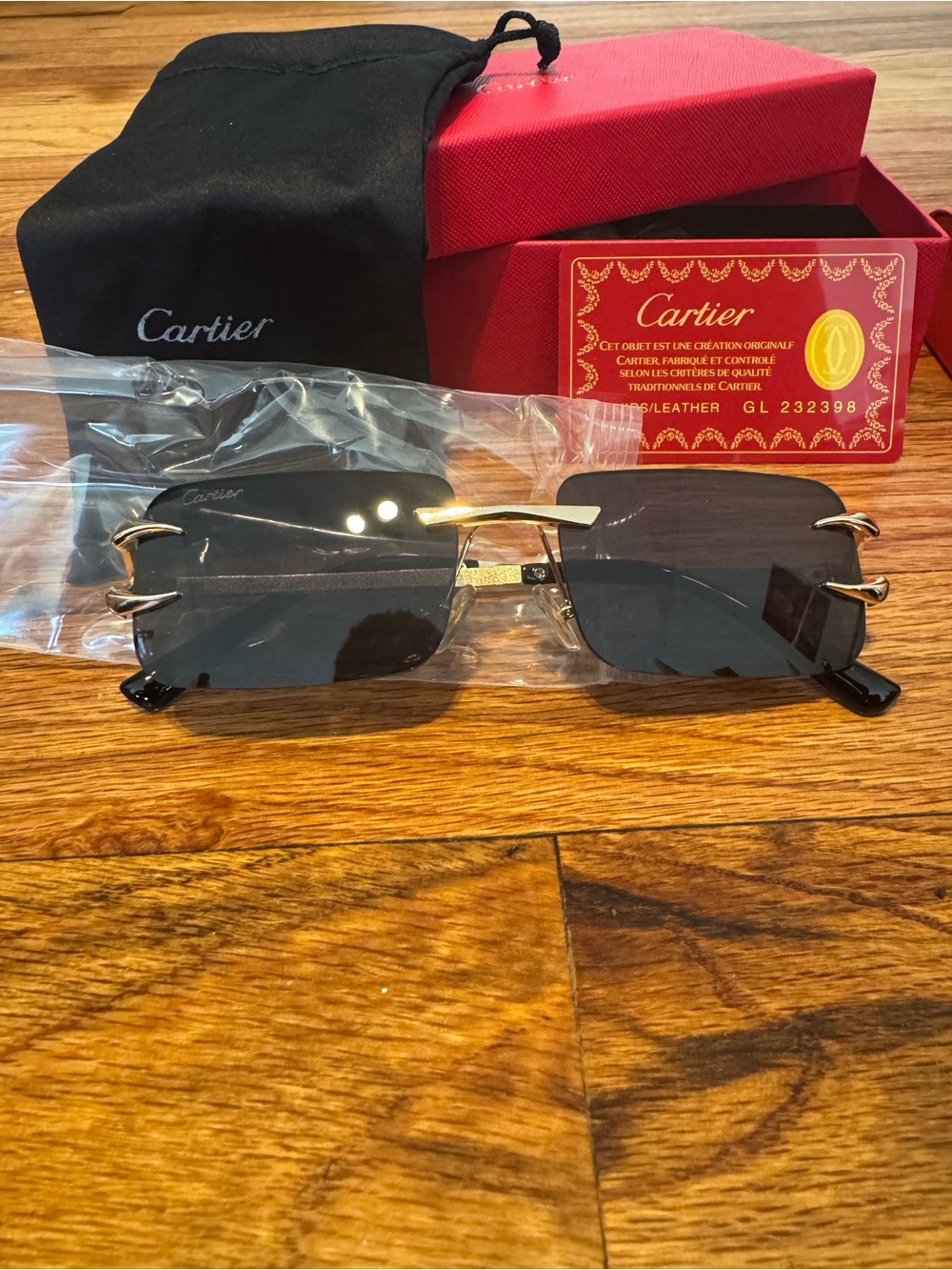Cartier Rimless Sunglasses - Dark and Tinted Lenses with Gold Hardware - Picture 3 of 7
